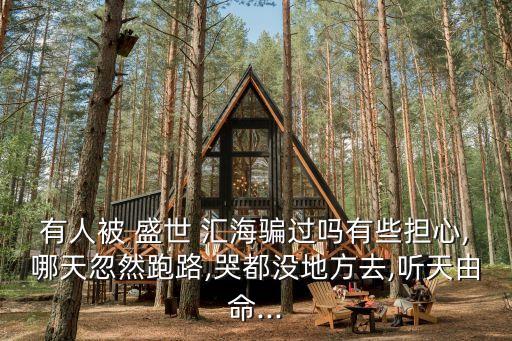有人被 盛世 匯海騙過嗎有些擔心,哪天忽然跑路,哭都沒地方去,聽天由命...