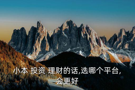 小本 投資 理財(cái)?shù)脑?選哪個(gè)平臺,會更好