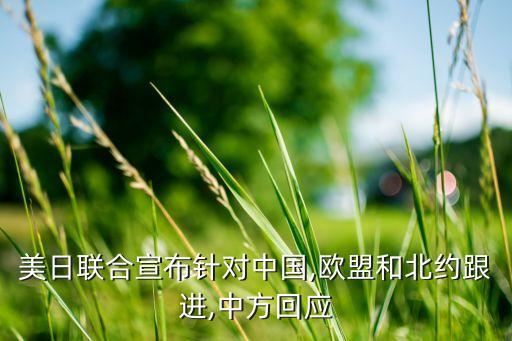 美日聯(lián)合宣布針對中國,歐盟和北約跟進,中方回應(yīng)