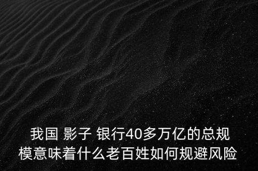  我國(guó) 影子 銀行40多萬億的總規(guī)模意味著什么老百姓如何規(guī)避風(fēng)險(xiǎn)