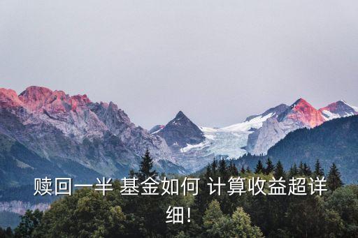  贖回一半 基金如何 計算收益超詳細(xì)!