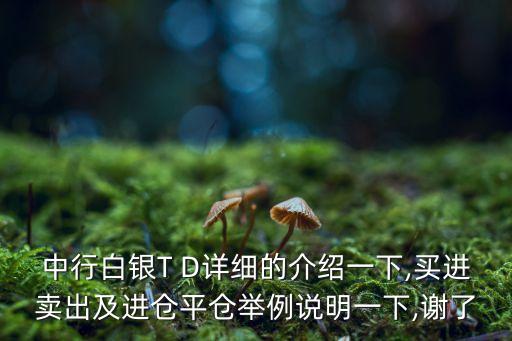 中行白銀T D詳細(xì)的介紹一下,買(mǎi)進(jìn)賣(mài)出及進(jìn)倉(cāng)平倉(cāng)舉例說(shuō)明一下,謝了