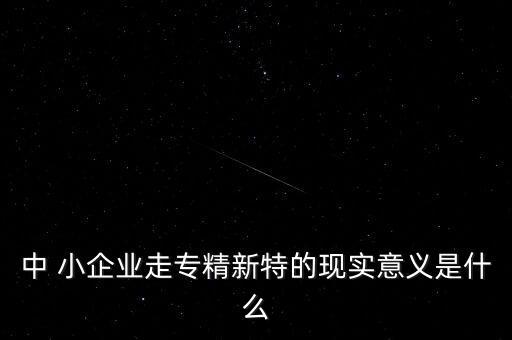 中 小企業(yè)走專(zhuān)精新特的現(xiàn)實(shí)意義是什么