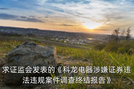 求證監(jiān)會發(fā)表的《科龍電器涉嫌證券違法違規(guī)案件調(diào)查終結(jié)報(bào)告》