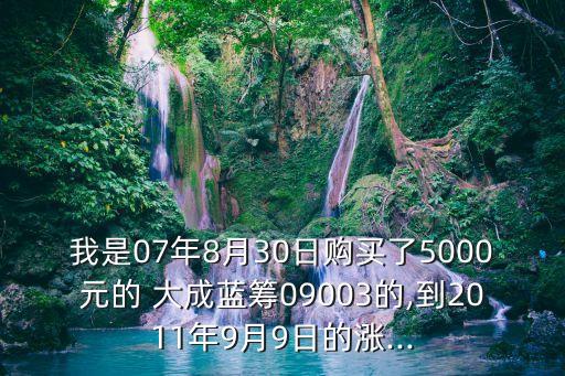 我是07年8月30日購(gòu)買了5000元的 大成藍(lán)籌09003的,到2011年9月9日的漲...