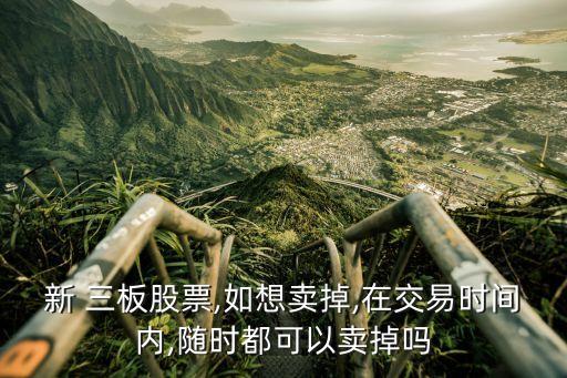 新 三板股票,如想賣(mài)掉,在交易時(shí)間內(nèi),隨時(shí)都可以賣(mài)掉嗎
