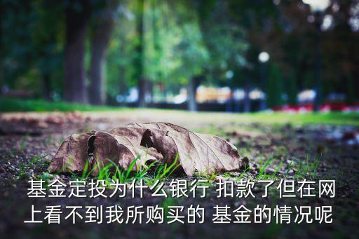  基金定投為什么銀行 扣款了但在網上看不到我所購買的 基金的情況呢