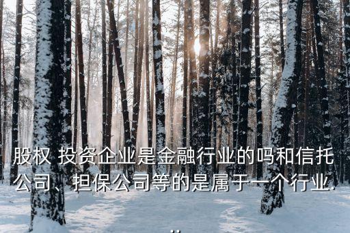 股權(quán) 投資企業(yè)是金融行業(yè)的嗎和信托公司、擔(dān)保公司等的是屬于一個(gè)行業(yè)...
