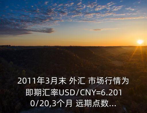 2011年3月末 外匯 市場行情為即期匯率USD/CNY=6.2010/20,3個月 遠期點數(shù)...