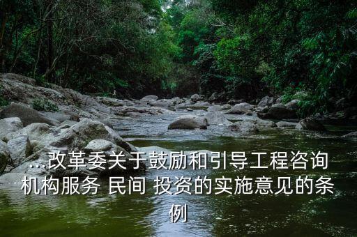...改革委關于鼓勵和引導工程咨詢機構服務 民間 投資的實施意見的條例