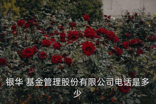 銀華 基金管理股份有限公司電話(huà)是多少