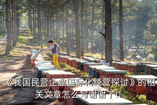 《我國民營企業(yè)國際化經(jīng)營探討》的相關文章怎么寫謝謝了!!