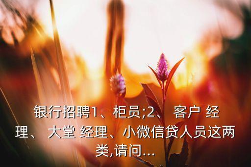  銀行招聘1、柜員;2、 客戶 經(jīng)理、 大堂 經(jīng)理、小微信貸人員這兩類,請(qǐng)問...