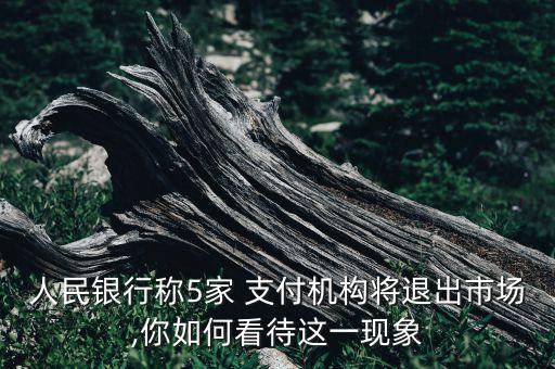 人民銀行稱(chēng)5家 支付機(jī)構(gòu)將退出市場(chǎng),你如何看待這一現(xiàn)象