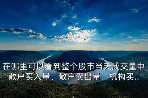 在哪里可以看到整個(gè)股市當(dāng)天成交量中散戶買入量、散戶賣出量、機(jī)構(gòu)買...