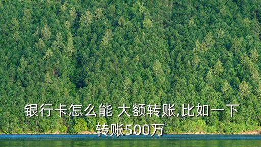  銀行卡怎么能 大額轉(zhuǎn)賬,比如一下轉(zhuǎn)賬500萬(wàn)