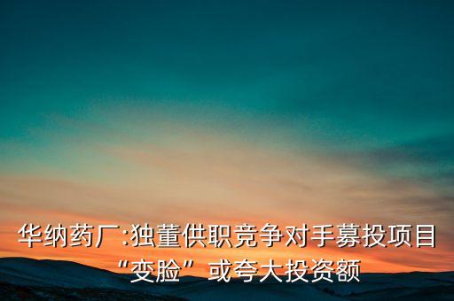 華納藥廠:獨(dú)董供職競(jìng)爭(zhēng)對(duì)手募投項(xiàng)目“變臉”或夸大投資額