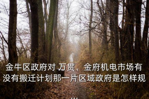 金牛區(qū)政府對(duì) 萬貫、金府機(jī)電市場(chǎng)有沒有搬遷計(jì)劃那一片區(qū)域政府是怎樣規(guī)...