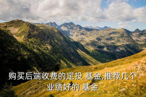 購買后端收費的定投 基金,推薦幾個業(yè)績好的 基金