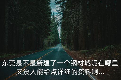 東莞是不是新建了一個(gè)鋼材城呢在哪里又沒人能給點(diǎn)詳細(xì)的資料啊...