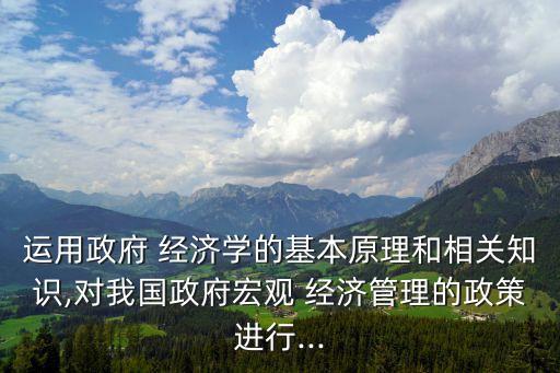 運用政府 經(jīng)濟學(xué)的基本原理和相關(guān)知識,對我國政府宏觀 經(jīng)濟管理的政策進(jìn)行...