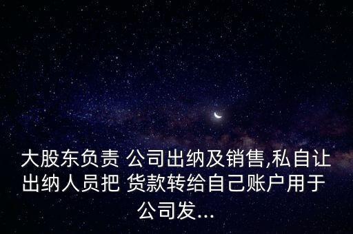 大股東負責(zé) 公司出納及銷售,私自讓出納人員把 貨款轉(zhuǎn)給自己賬戶用于 公司發(fā)...