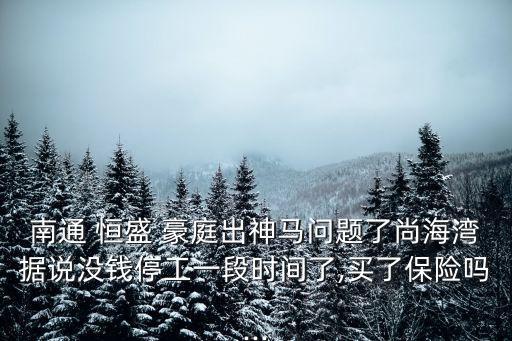南通 恒盛 豪庭出神馬問題了尚海灣據(jù)說沒錢停工一段時(shí)間了,買了保險(xiǎn)嗎...