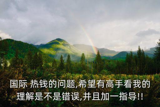 國(guó)際 熱錢的問題,希望有高手看我的理解是不是錯(cuò)誤,并且加一指導(dǎo)!!