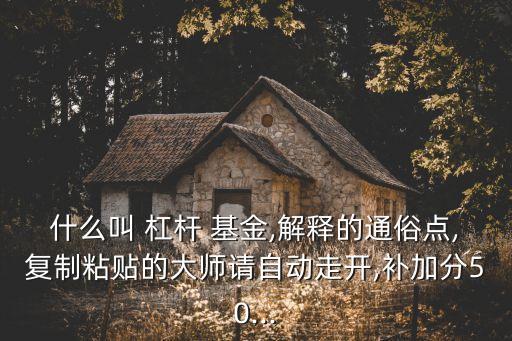 什么叫 杠桿 基金,解釋的通俗點(diǎn),復(fù)制粘貼的大師請(qǐng)自動(dòng)走開(kāi),補(bǔ)加分50...