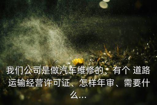 我們公司是做汽車維修的、有個 道路 運輸經(jīng)營許可證、怎樣年審、需要什么...