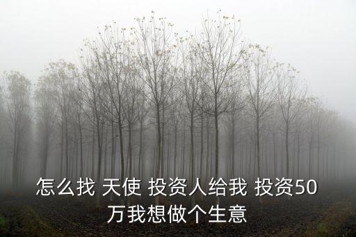 怎么找 天使 投資人給我 投資50萬(wàn)我想做個(gè)生意