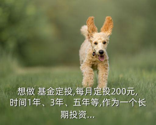 想做 基金定投,每月定投200元,時間1年、3年、五年等,作為一個長期投資...
