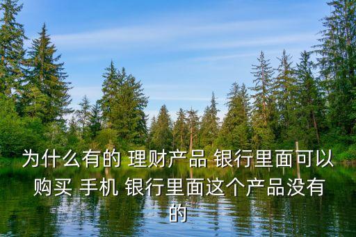 為什么有的 理財產(chǎn)品 銀行里面可以 購買 手機(jī) 銀行里面這個產(chǎn)品沒有的