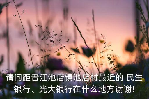 請(qǐng)問(wèn)距晉江池店鎮(zhèn)池店村最近的 民生銀行、光大銀行在什么地方謝謝!