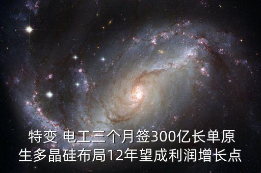  特變 電工三個(gè)月簽300億長(zhǎng)單原生多晶硅布局12年望成利潤(rùn)增長(zhǎng)點(diǎn)