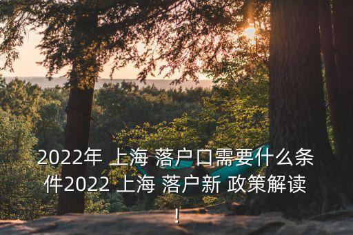 2022年 上海 落戶(hù)口需要什么條件2022 上海 落戶(hù)新 政策解讀!