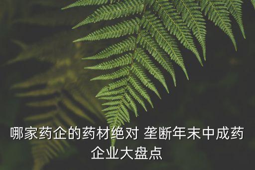 哪家藥企的藥材絕對 壟斷年末中成藥企業(yè)大盤點(diǎn)