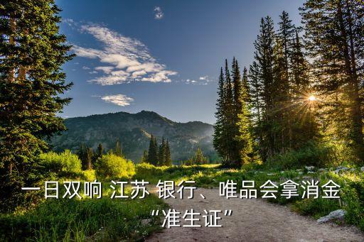一日雙響 江蘇 銀行、唯品會拿消金“準(zhǔn)生證”