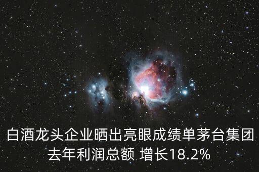 白酒龍頭企業(yè)曬出亮眼成績單茅臺(tái)集團(tuán)去年利潤總額 增長18.2%