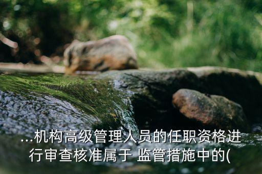 ...機(jī)構(gòu)高級管理人員的任職資格進(jìn)行審查核準(zhǔn)屬于 監(jiān)管措施中的(