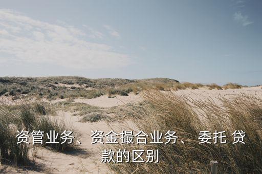 資管業(yè)務(wù)、資金撮合業(yè)務(wù)、 委托 貸款的區(qū)別