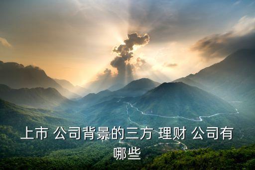 上市 公司背景的三方 理財 公司有哪些