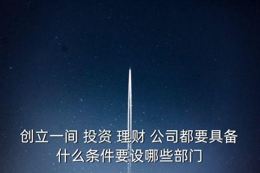 創(chuàng)立一間 投資 理財(cái) 公司都要具備什么條件要設(shè)哪些部門(mén)