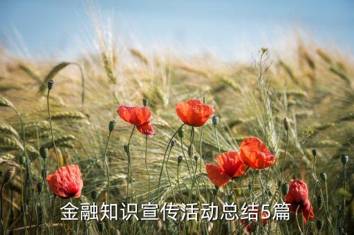 金融知識宣傳活動總結(jié)5篇