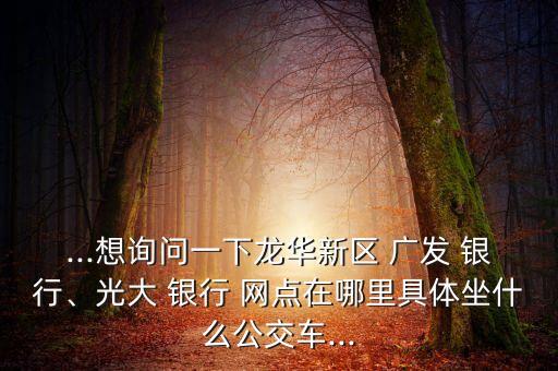 ...想詢問一下龍華新區(qū) 廣發(fā) 銀行、光大 銀行 網(wǎng)點在哪里具體坐什么公交車...