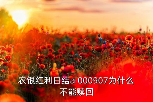 農(nóng)銀紅利日結a 000907為什么不能贖回