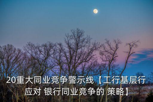20重大同業(yè)競(jìng)爭(zhēng)警示線(xiàn)【工行基層行應(yīng)對(duì) 銀行同業(yè)競(jìng)爭(zhēng)的 策略】