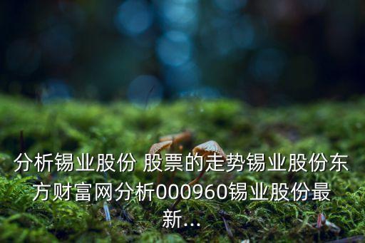 分析錫業(yè)股份 股票的走勢錫業(yè)股份東方財富網分析000960錫業(yè)股份最新...