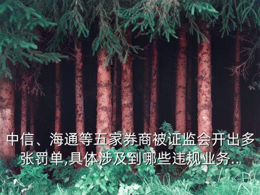 中信、海通等五家券商被證監(jiān)會開出多張罰單,具體涉及到哪些違規(guī)業(yè)務...