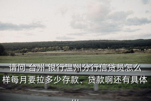 請問 臺州 銀行溫州分行信貸員怎么樣每月要拉多少存款、貸款啊還有具體...